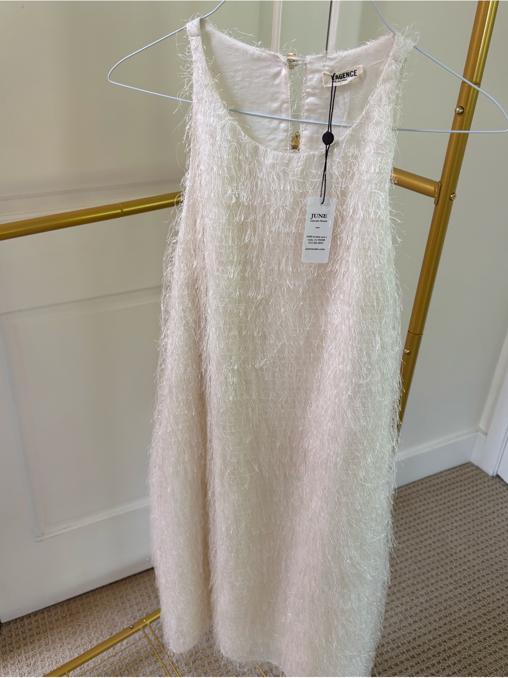 L'agence White Textured Sleeveless Shift Dress